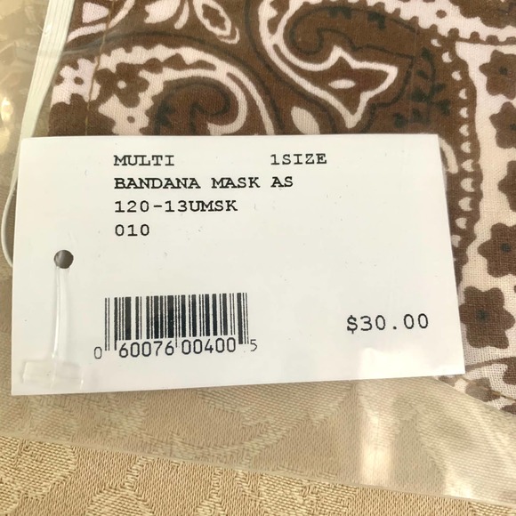 3/$15 Intermix Re/Done Upcycled Bandana Mask in Brown - Picture 2 of 4